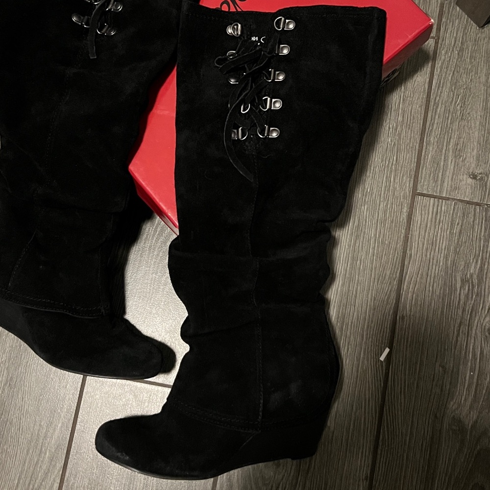Naughty monkey Black Suede Knee-High Boots - Picture 2 of 4